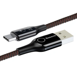 Kabel USB-C z diodą LED Baseus C-shaped QC 3.0 1m (czarny)