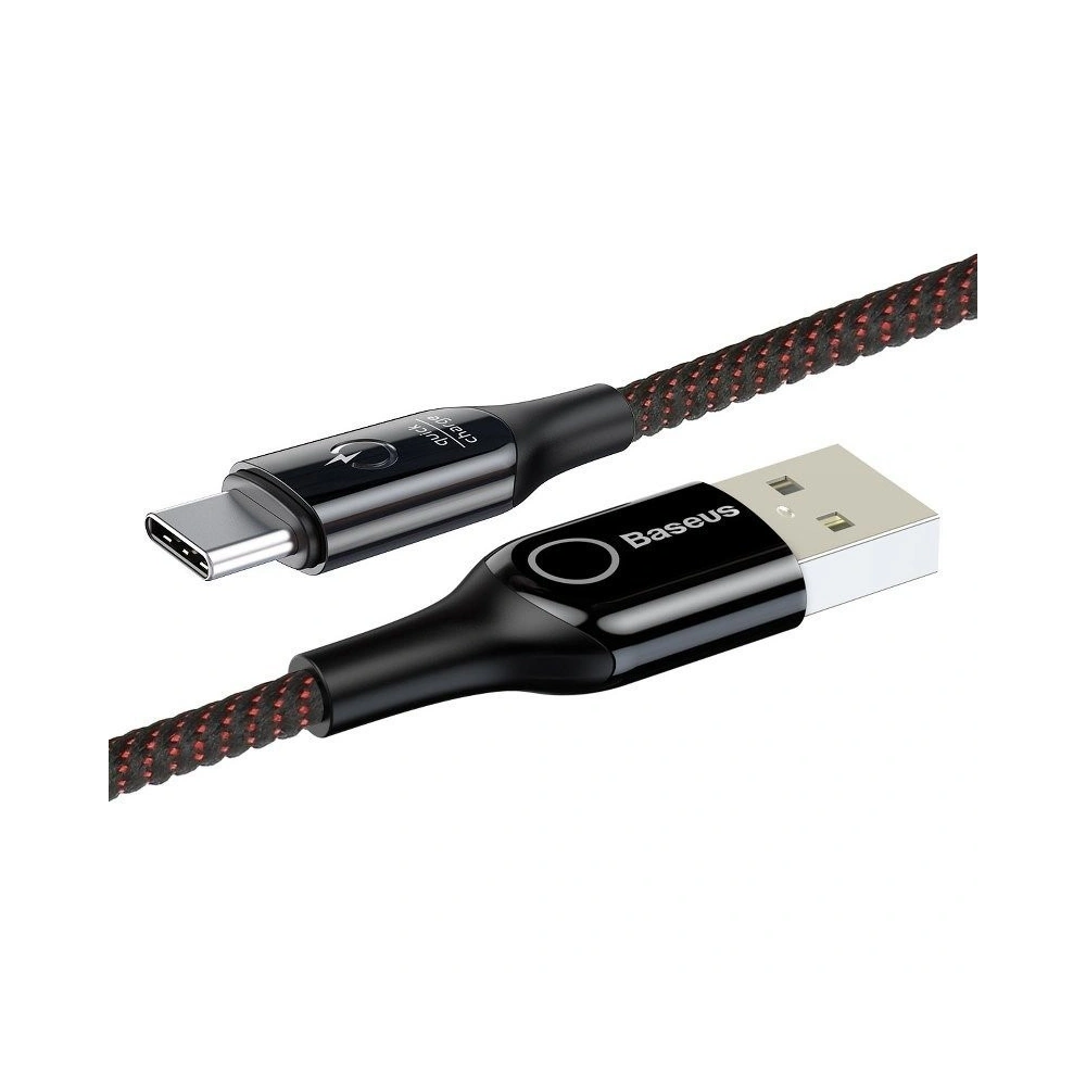 Hurtownia GSM - Kabel USB-C s LED diodou Baseus C-shaped QC 3.0 1m (černý) - BSU376BLK - {ean13} - Hurt