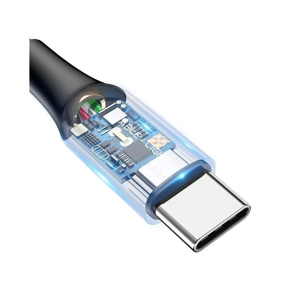 Hurtownia GSM - Kabel USB-C s LED diodou Baseus C-shaped QC 3.0 1m (černý) - BSU376BLK - {ean13} - Hurt