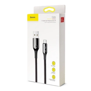 Kabel USB-C z diodą LED Baseus C-shaped QC 3.0 1m (czarny)