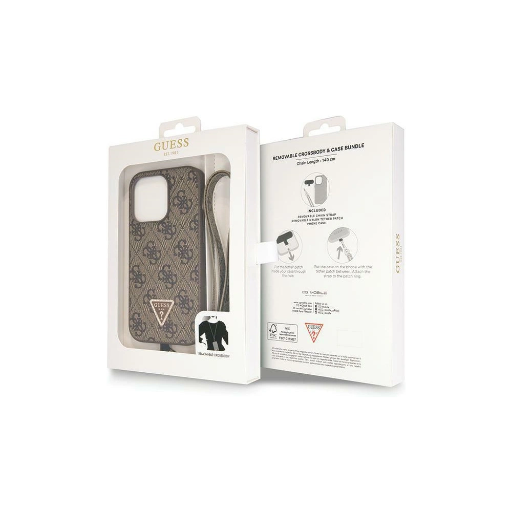Hurtownia GSM - Etui Guess GUHCP15LP4TDSCPW Apple iPhone 15 Pro hardcase Crossbody 4G Metal Logo maroniu/brown - GUE2902 - {ean13} - Hurt