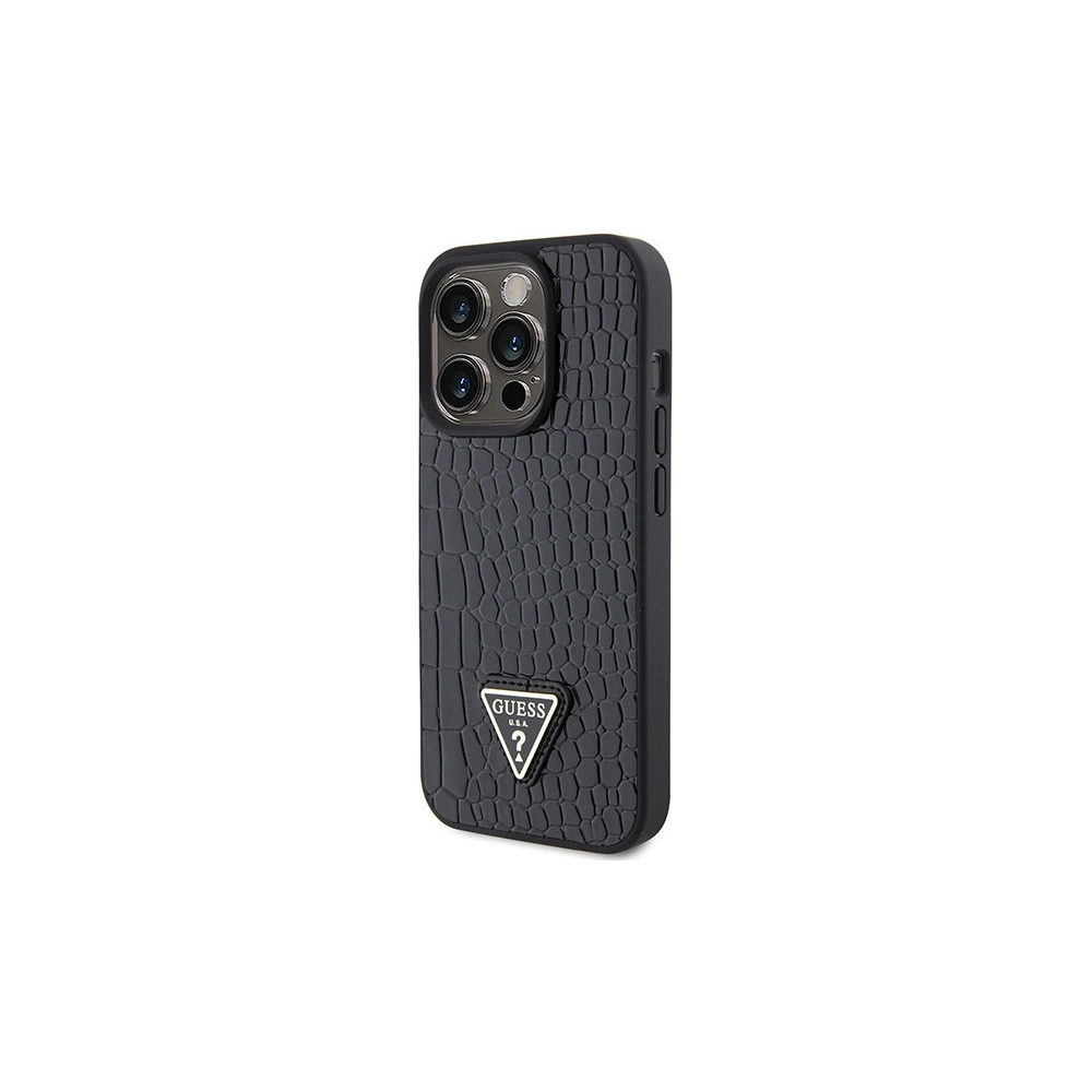 Hurtownia GSM - Etui Guess GUHCP15LPCRTHCK Apple iPhone 15 Pro hardcase Croco Triangle Metal Logo negru/black - GUE2903 - {ean13} - Hurt