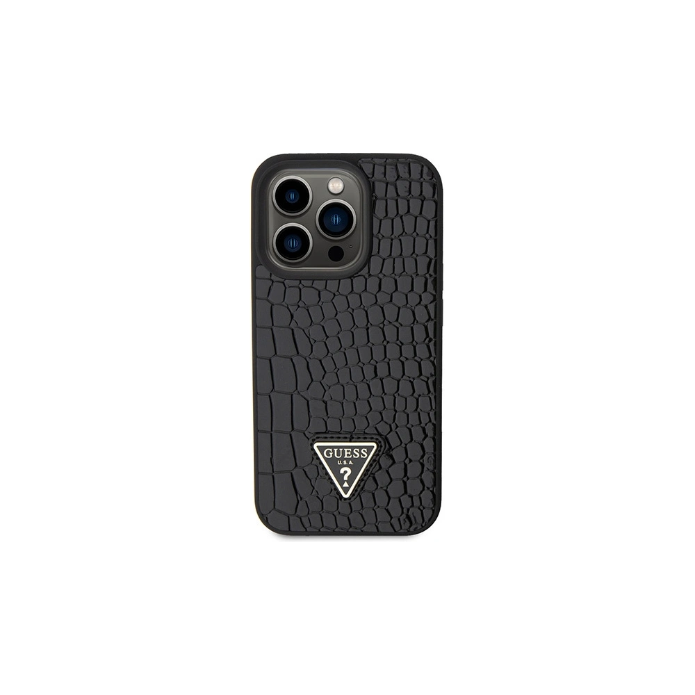 Hurtownia GSM - Etui Guess GUHCP15LPCRTHCK Apple iPhone 15 Pro hardcase Croco Triangle Metal Logo negru/black - GUE2903 - {ean13} - Hurt