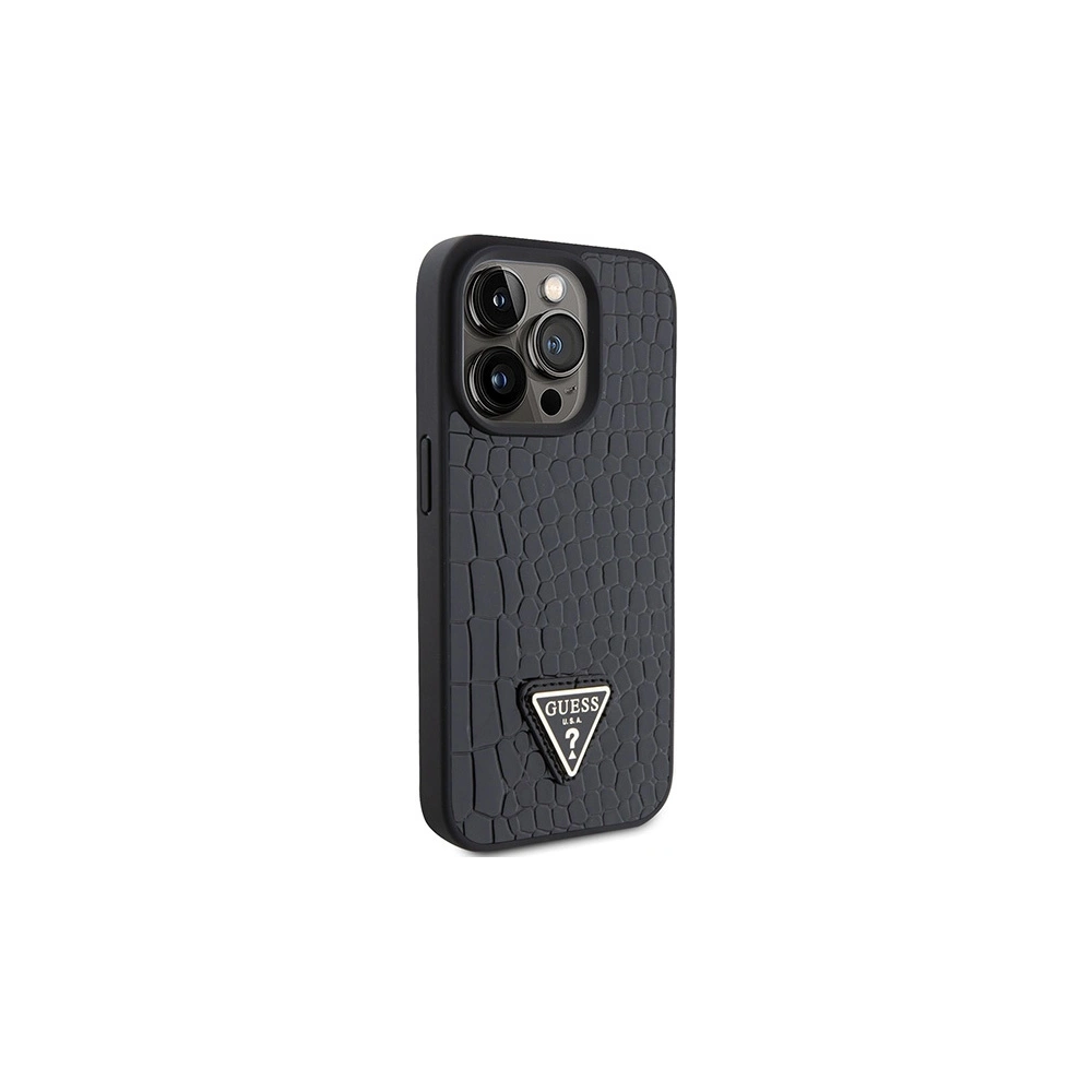 Hurtownia GSM - Etui Guess GUHCP15LPCRTHCK Apple iPhone 15 Pro hardcase Croco Triangle Metal Logo negru/black - GUE2903 - {ean13} - Hurt