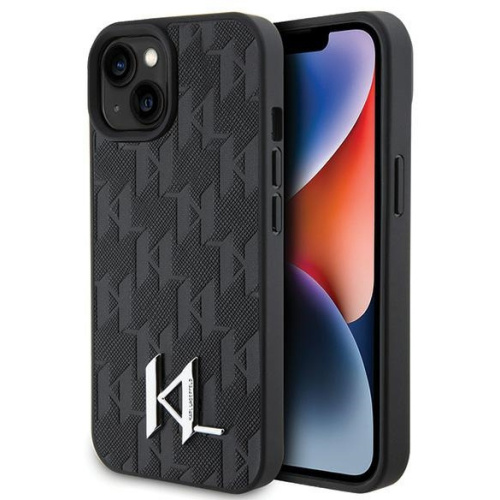 Karl Lagerfeld Distributor - 3666339166717 - KLD1711 - Karl Lagerfeld KLHCP15SPKLPKLK Apple iPhone 15 hardcase Leather Monogram Hot Stamp Metal Logo black - B2B homescreen