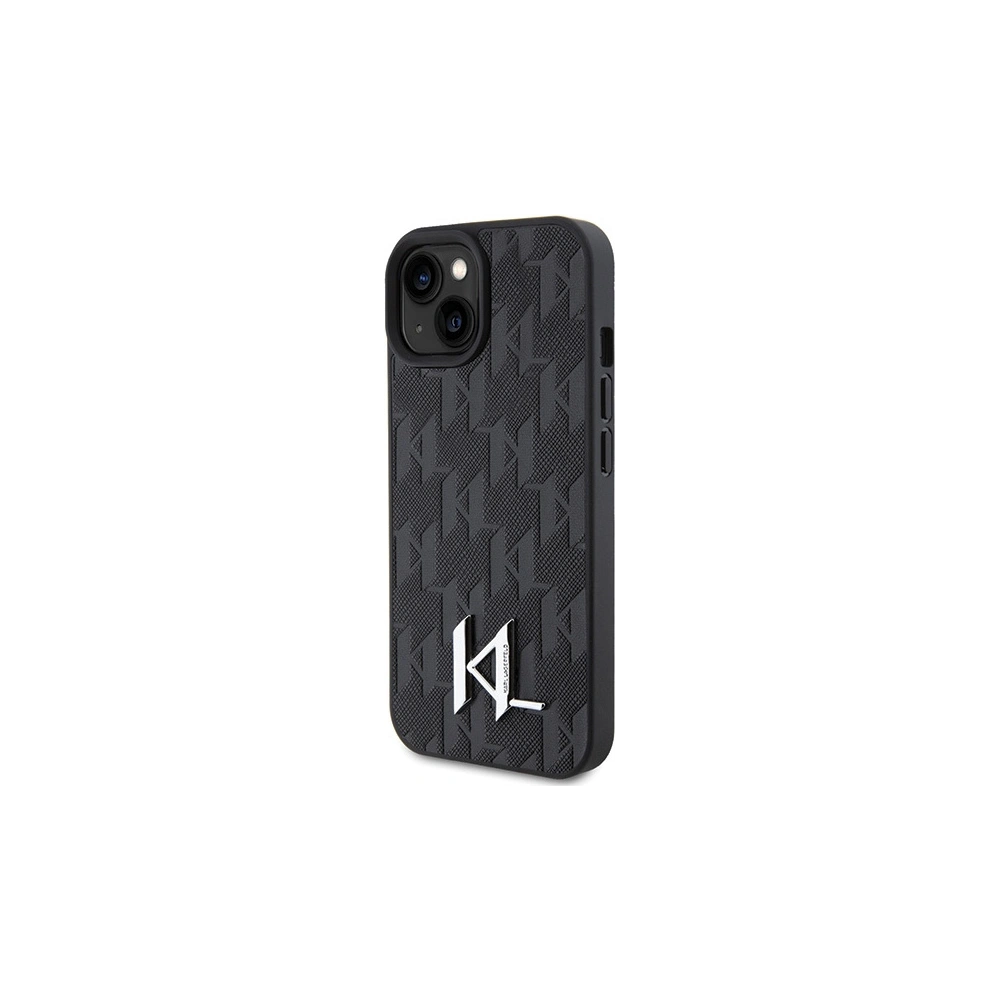 Hurtownia GSM - Case Karl Lagerfeld KLHCP15SPKLPKLK Apple iPhone 15 Hardcase Leder Monogram Heißpräge Metalllogo schwarz/black - KLD1711 - {ean13} - Hurt
