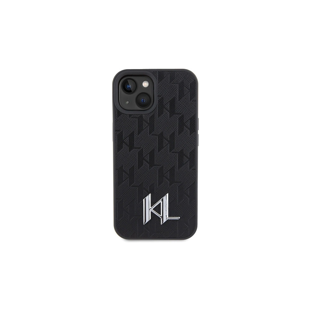 Wholesale Karl Lagerfeld KLHCP15SPKLPKLK Apple iPhone 15 hardcase Leather Monogram Hot Stamp Metal Logo black - KLD1711 - {ean13} - Hurt
