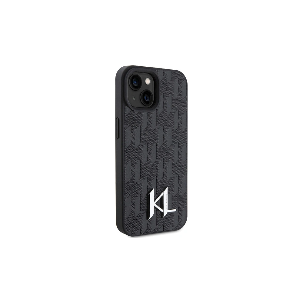 Wholesale Karl Lagerfeld KLHCP15SPKLPKLK Apple iPhone 15 hardcase Leather Monogram Hot Stamp Metal Logo black - KLD1711 - {ean13} - Hurt