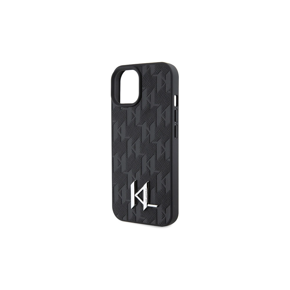 Wholesale Karl Lagerfeld KLHCP15SPKLPKLK Apple iPhone 15 hardcase Leather Monogram Hot Stamp Metal Logo black - KLD1711 - {ean13} - Hurt