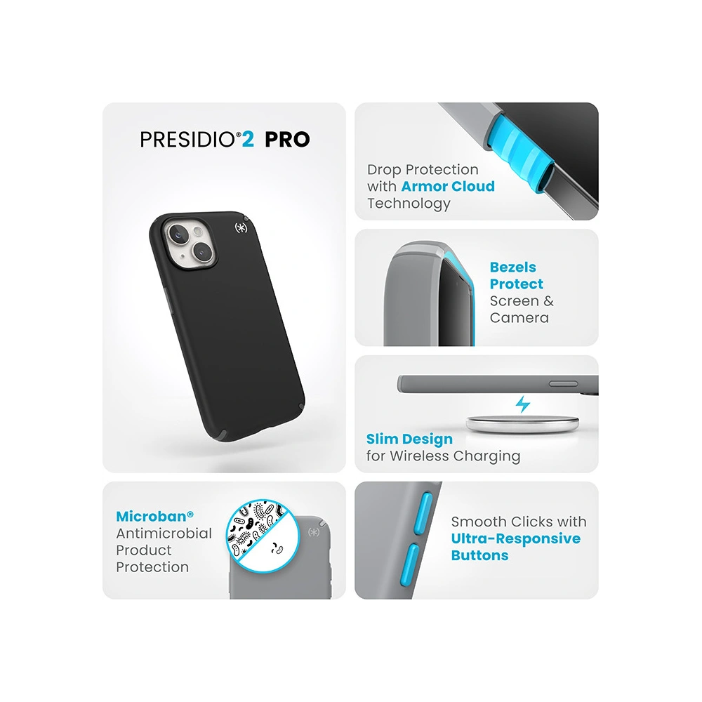Wholesale Speck Presidio2 Pro Apple iPhone 15 (Black/Slate Grey/White) - SPK488 - {ean13} - Hurt