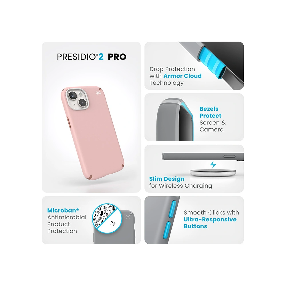Wholesale Speck Presidio2 Pro Apple iPhone 15 (Dahlia Pink/Rose Copper/White) - SPK489 - {ean13} - Hurt