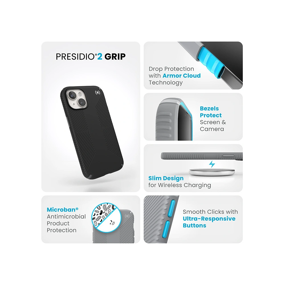 Hurtownia GSM - Etui Speck Presidio2 Grip Apple iPhone 15 (Černá/Slate Grey/Bílá) - SPK492 - {ean13} - Hurt