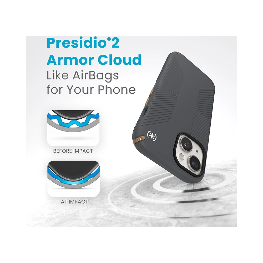 Wholesale Speck Presidio2 Grip Apple iPhone 15 (Charcoal Grey/Cool Bronze/White) - SPK494 - {ean13} - Hurt