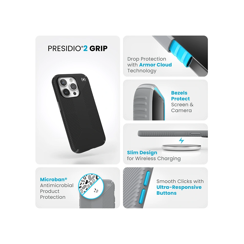Hurtownia GSM - Etui Speck Presidio2 Grip Apple iPhone 15 Pro (Black/Slate Grey/White) - SPK496 - {ean13} - Hurt