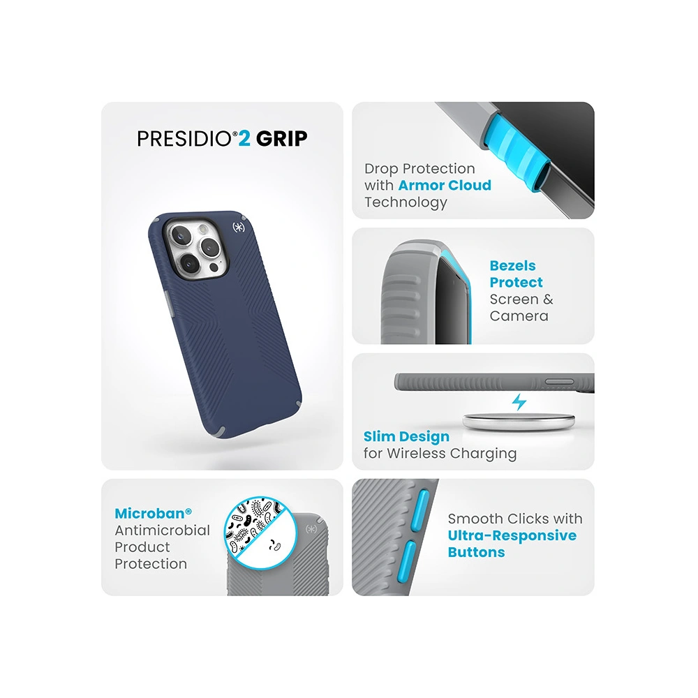 Hurtownia GSM - Etui Speck Presidio2 Grip Apple iPhone 15 Pro (Coastal Blue/Dustgrey/White) - SPK497 - {ean13} - Hurt