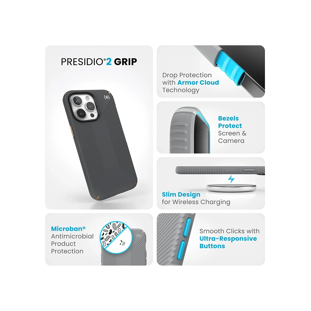 Hurtownia GSM - Etui Speck Presidio2 Grip Apple iPhone 15 Pro Max (Charcoal Grey/Cool Bronze/White) - SPK502 - {ean13} - Hurt