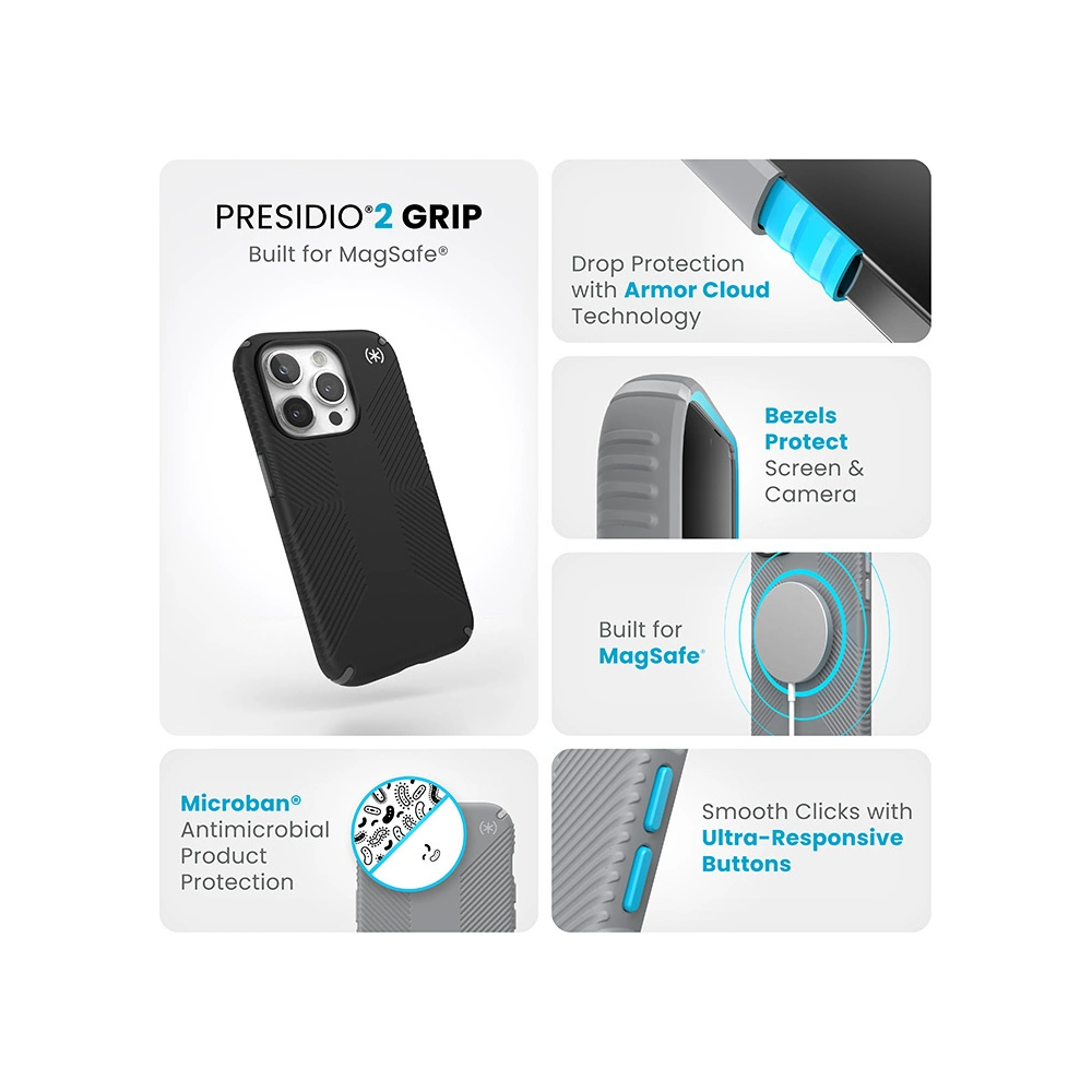 Hurtownia GSM - Etui Speck Presidio2 Grip MagSafe Apple iPhone 15 Pro (Černá/Šedá/Bílá) - SPK506 - {ean13} - Hurt