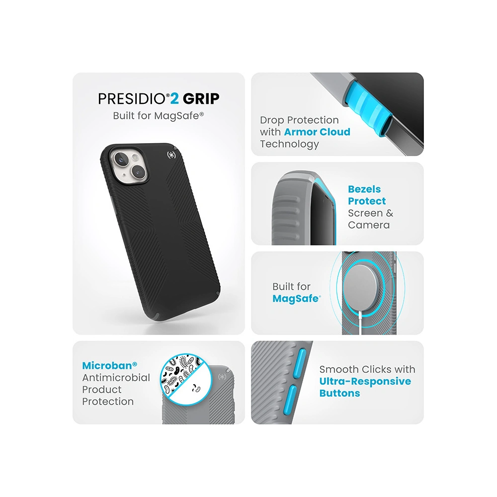 Hurtownia GSM - Etui Speck Presidio2 Grip MagSafe Apple iPhone 15 Plus / 14 Plus (Fekete/Szürke/Fehér) - SPK508 - {ean13} - Hurt