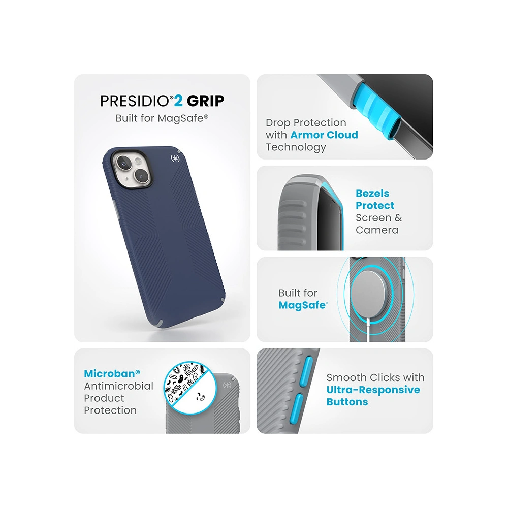 Wholesale Speck Presidio2 Grip MagSafe Apple iPhone 15 Plus / 14 Plus (Coastal Blue/Dustgrey/White) - SPK509 - {ean13} - Hurt