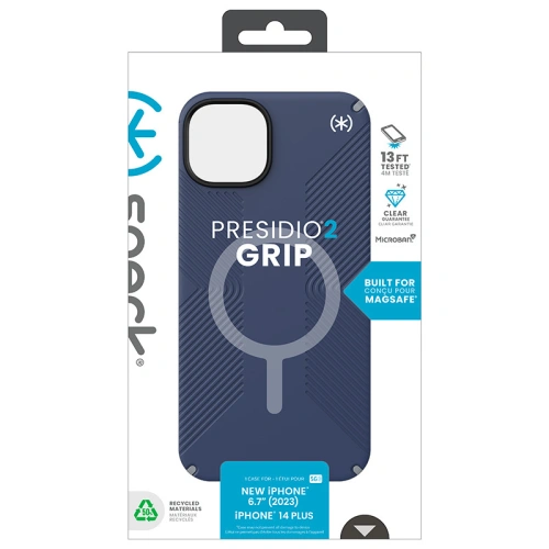 Etui Speck Presidio2 Grip MagSafe Apple iPhone 15 Plus / 14 Plus (Coastal Blue/Dustgrey/White)