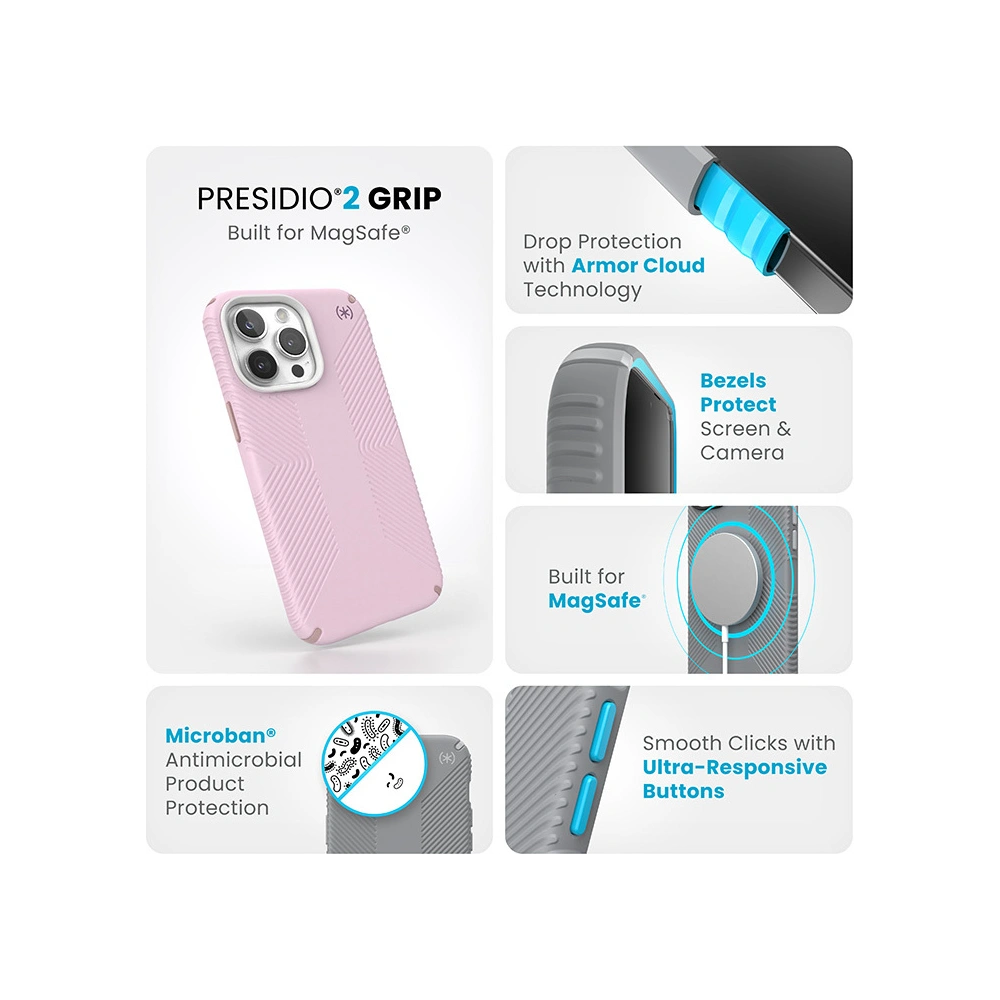 Hurtownia GSM - Etui Speck Presidio2 Grip MagSafe Apple iPhone 15 Pro Max (Měkký lilák/Růžový květ/Rouge pink) - SPK513 - {ean13} - Hurt