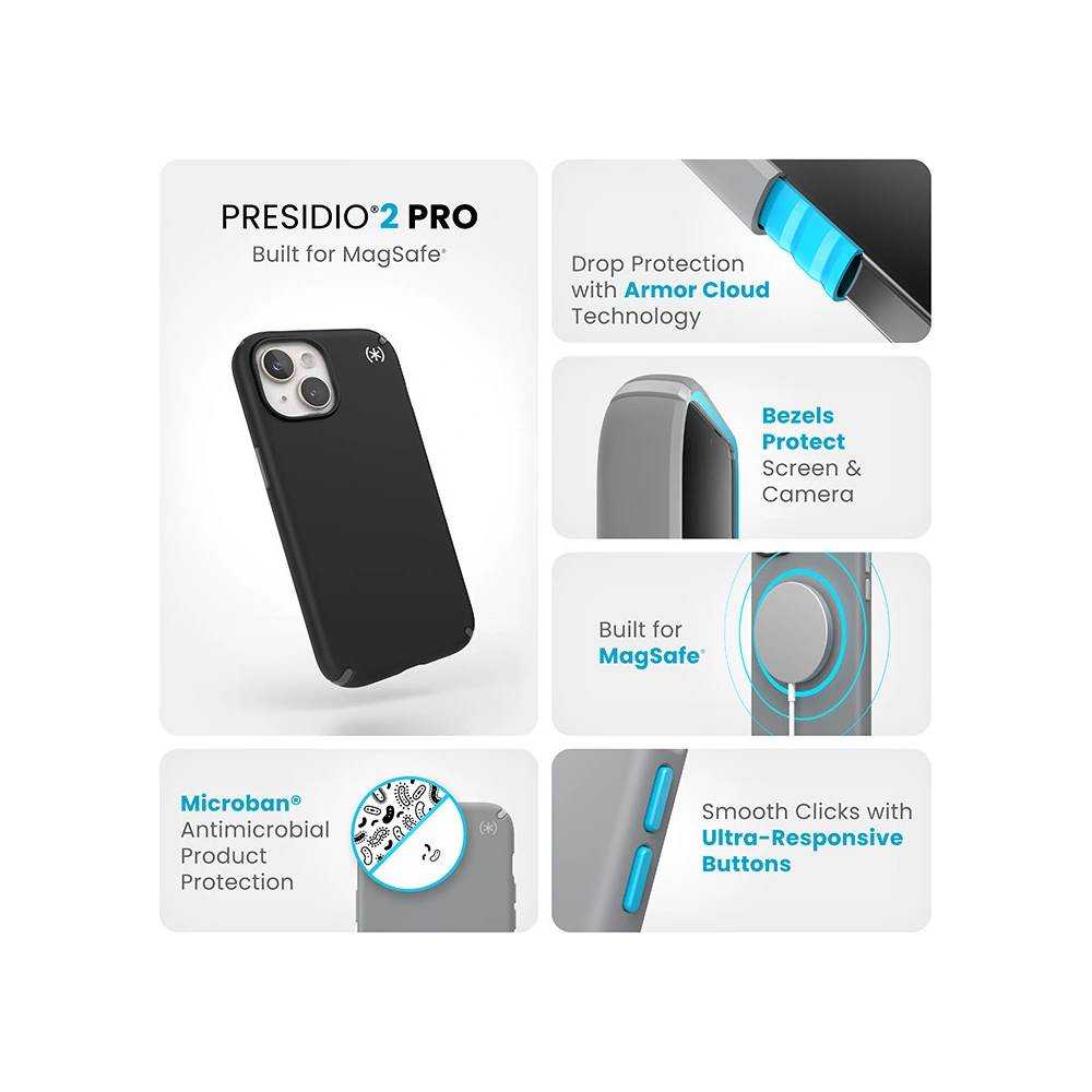 Hurtownia GSM - Etui Speck Presidio2 Pro MagSafe Apple iPhone 15 (Černá/Slate Grey/Bílá) - SPK514 - {ean13} - Hurt