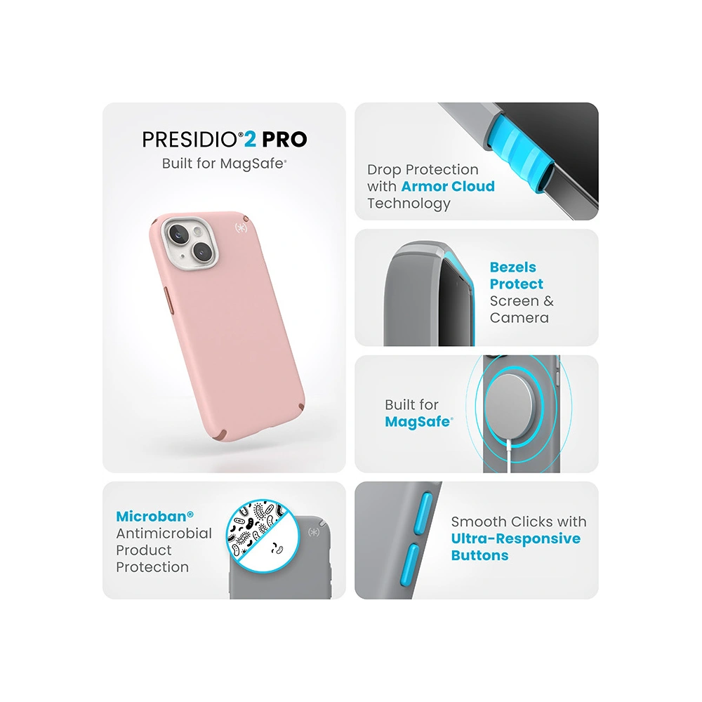 Hurtownia GSM - Etui Speck Presidio2 Pro MagSafe Apple iPhone 15 (Dahlia Pink/Rose Copper/Bílá) - SPK515 - {ean13} - Hurt