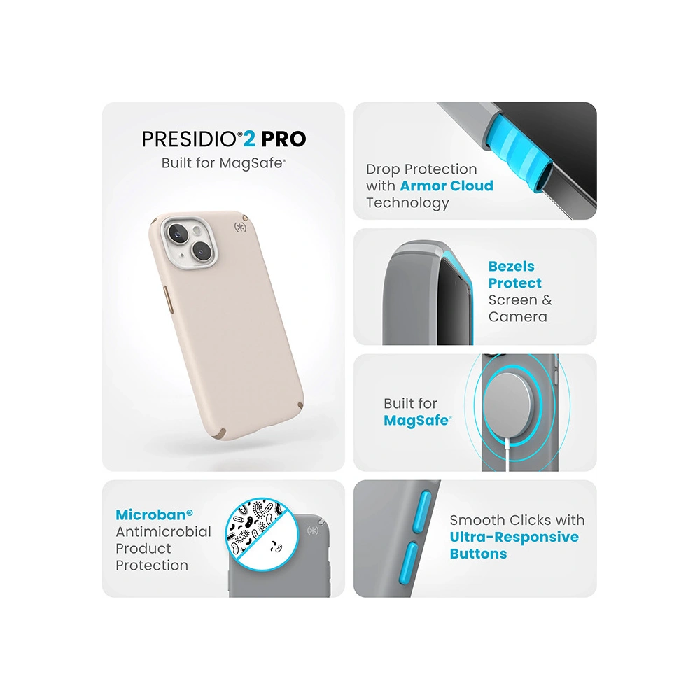 Hurtownia GSM - Etui Speck Presidio2 Pro MagSafe Apple iPhone 15 (Bělená kost/ Dědictví zlato/ Oříškově hnědá) - SPK516 - {ean13} - Hurt
