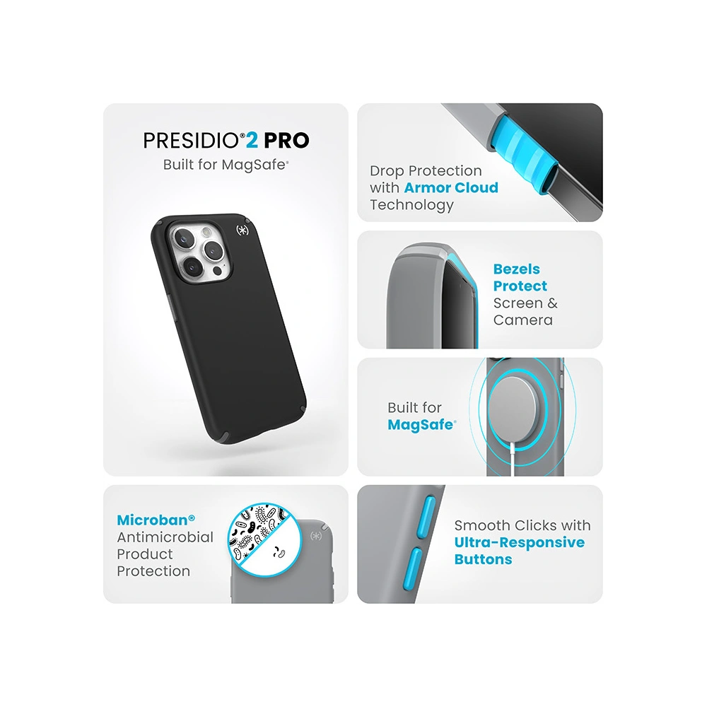 Hurtownia GSM - Etui Speck Presidio2 Pro MagSafe Apple iPhone 15 Pro (Černá/Šedá/White) - SPK517 - {ean13} - Hurt