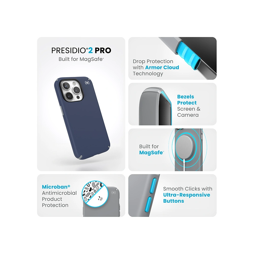 Hurtownia GSM - Case Speck Presidio2 Pro MagSafe Apple iPhone 15 Pro (Küstenblau/Dustgrey/Weiß) - SPK518 - {ean13} - Hurt