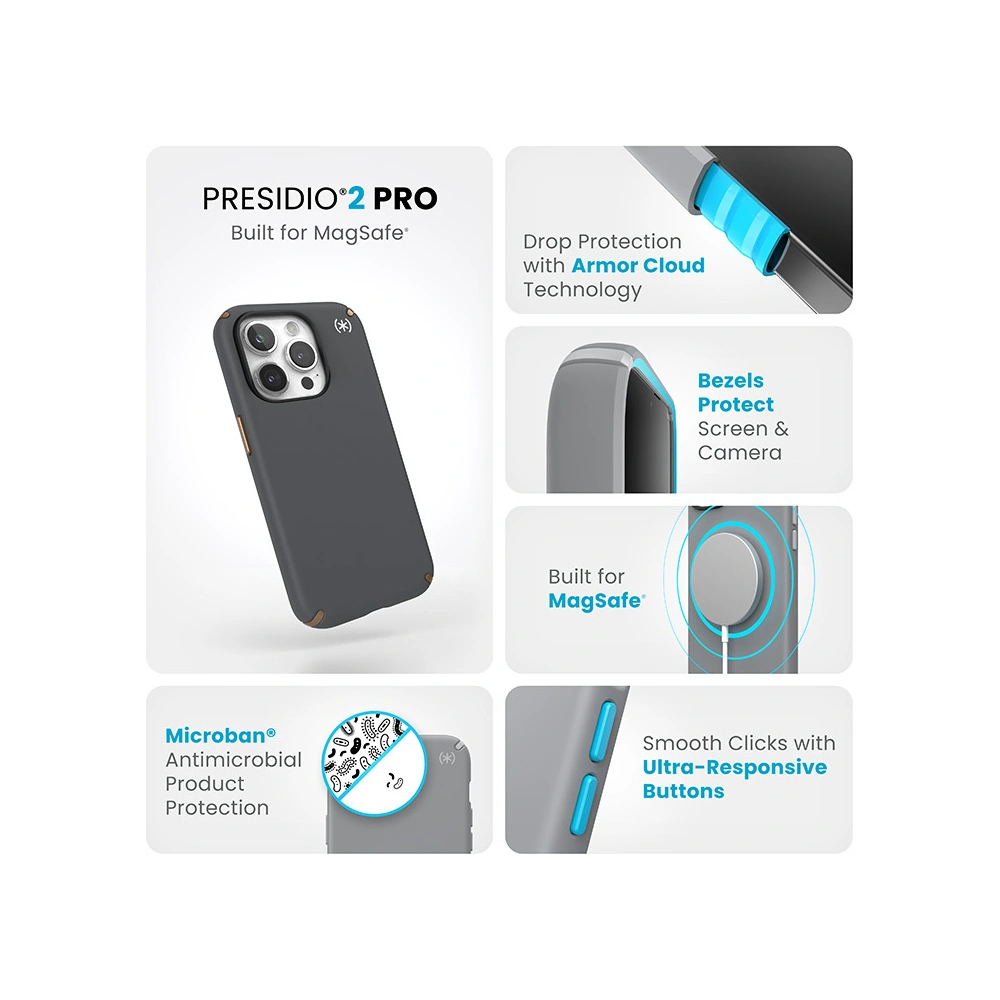 Hurtownia GSM - Case Speck Presidio2 Pro MagSafe Apple iPhone 15 Pro (Charcoal Grey/Cool Bronze/Weiß) - SPK519 - {ean13} - Hurt