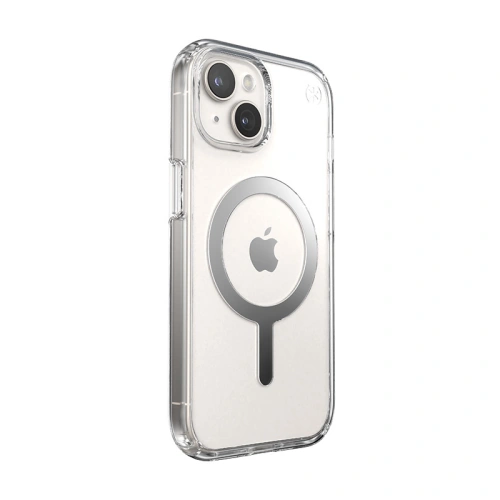 Etui Speck Presidio Perfect-Clear MagSafe Apple iPhone 15 (Clear/Chrome Finish/Serene Silver)