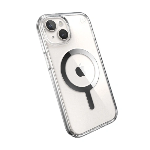 Etui Speck Presidio Perfect-Clear MagSafe Apple iPhone 15 (Clear/Chrome Finish/Serene Silver)