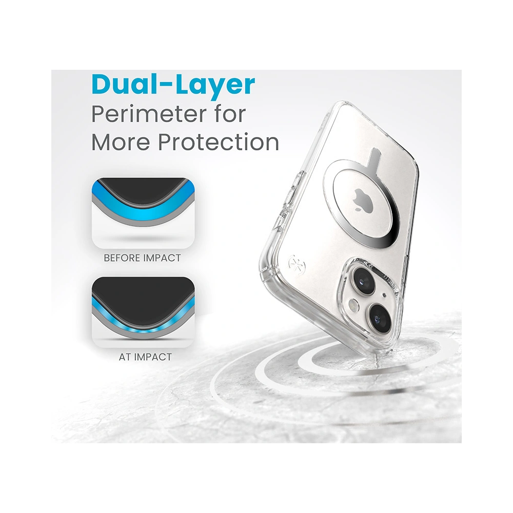 Wholesale Speck Presidio Perfect-Clear MagSafe Apple iPhone 15 (Clear/Chrome Finish/Serene Silver) - SPK522 - {ean13} - Hurt