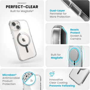 Hurtownia GSM - Etui Speck Presidio Perfect-Clear MagSafe Apple iPhone 15 (Čiré/Chromové provedení/Sereně stříbrné) - SPK522 - {ean13} - Hurt