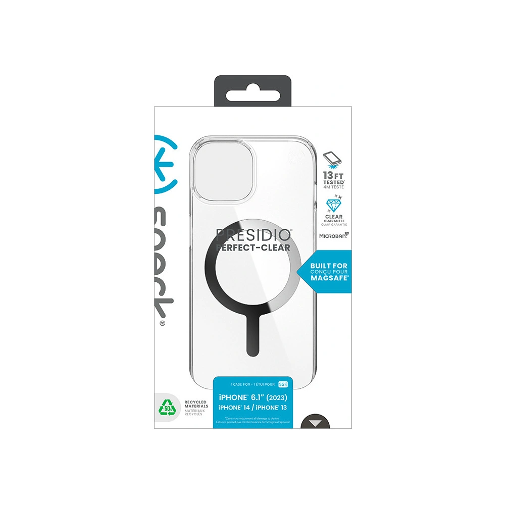 Hurtownia GSM - Etui Speck Presidio Perfect-Clear MagSafe Apple iPhone 15 (Čiré/Chromové provedení/Sereně stříbrné) - SPK522 - {ean13} - Hurt