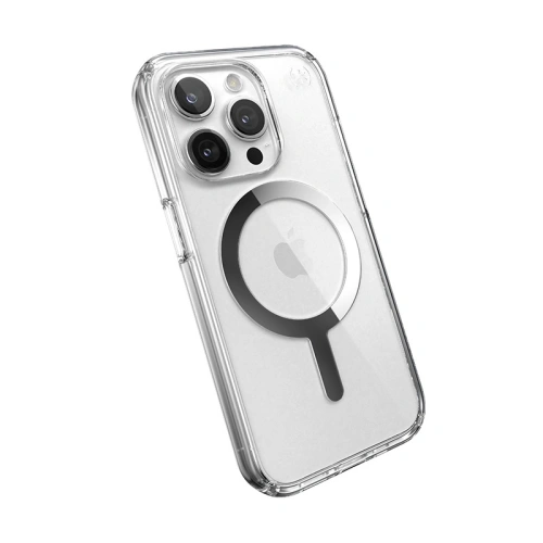 Etui Speck Presidio Perfect-Clear MagSafe Apple iPhone 15 Pro Max (Clear/Chrome Finish/Serene Silver)