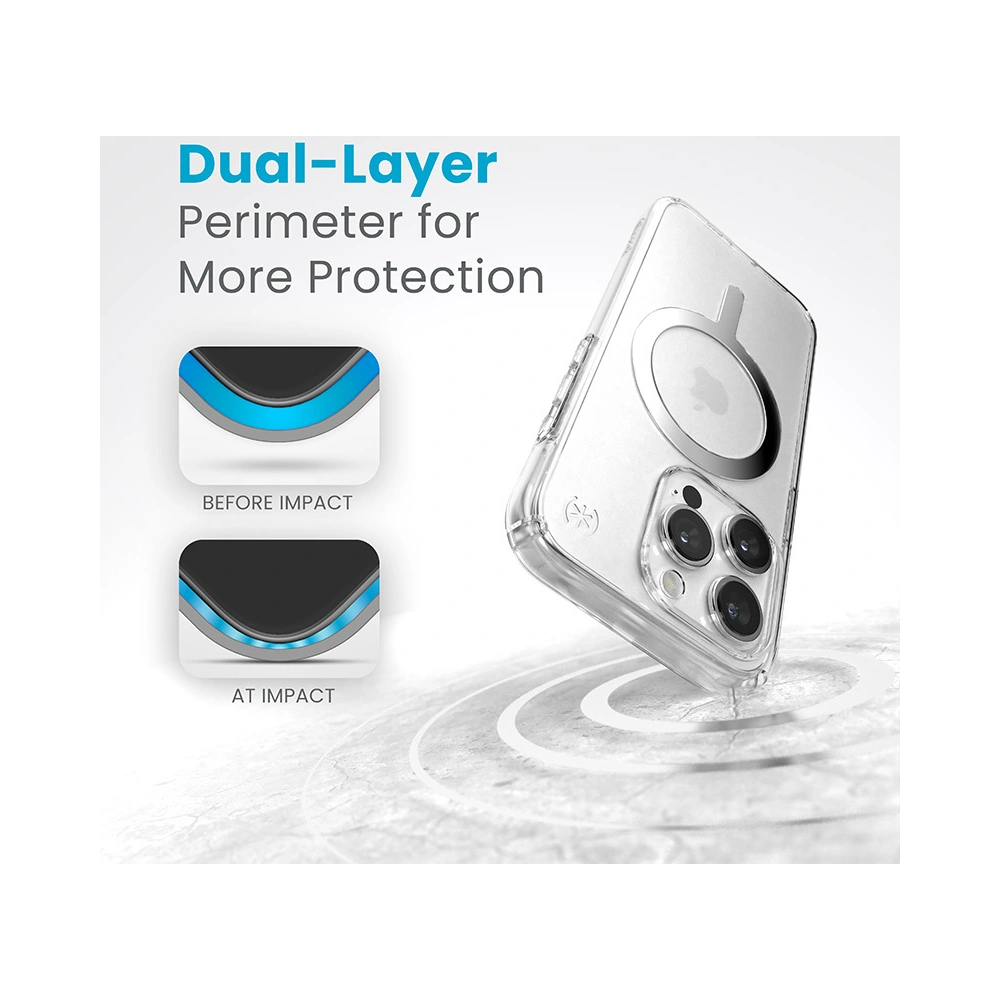 Wholesale Speck Presidio Perfect-Clear MagSafe Apple iPhone 15 Pro Max (Clear/Chrome Finish/Serene Silver) - SPK523 - {ean13} - Hurt