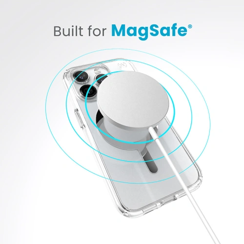 Etui Speck Presidio Perfect-Clear MagSafe Apple iPhone 15 Pro Max (Clear/Chrome Finish/Serene Silver)