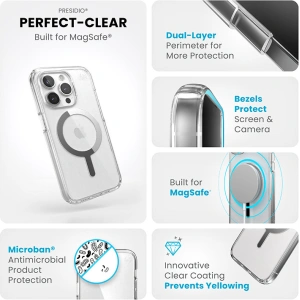 Hurtownia GSM - Etui Speck Presidio Perfect-Clear MagSafe Apple iPhone 15 Pro Max (Čirý/Chromový povrch/Světlé stříbro) - SPK523 - {ean13} - Hurt