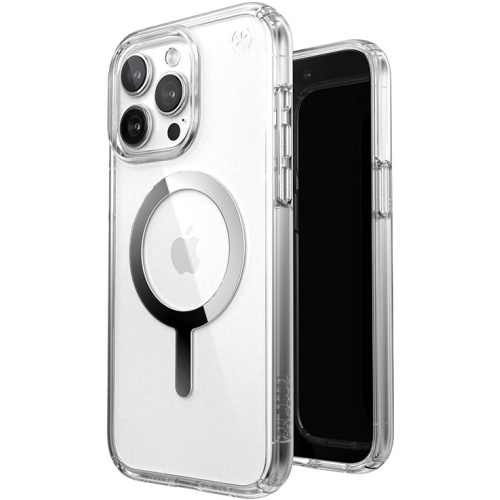 Speck Distributor - 840168538294 - SPK524 - Speck Presidio Perfect-Clear MagSafe Apple iPhone 15 Pro (Clear/Chrome Finish/Serene Silver) - B2B homescreen