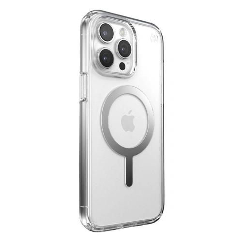 Etui Speck Presidio Perfect-Clear MagSafe Apple iPhone 15 Pro (Clear/Chrome Finish/Serene Silver)