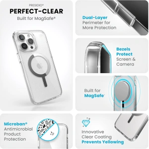 Hurtownia GSM - Etui Speck Presidio Perfect-Clear MagSafe Apple iPhone 15 Pro (Čirý/Chrome povrch/Světlé stříbro) - SPK524 - {ean13} - Hurt