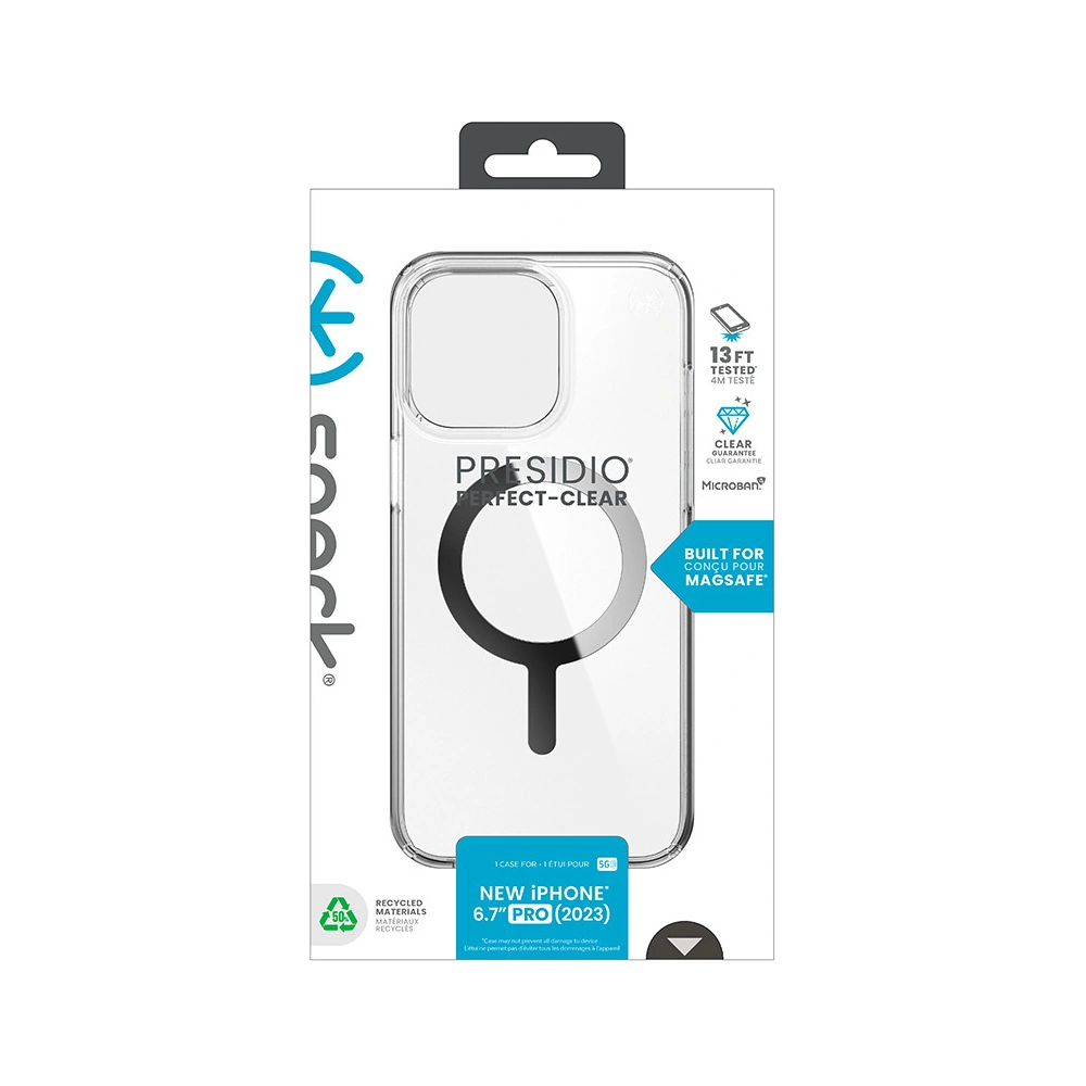 Wholesale Speck Presidio Perfect-Clear MagSafe Apple iPhone 15 Pro (Clear/Chrome Finish/Serene Silver) - SPK524 - {ean13} - Hurt