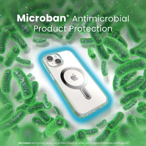 Case Speck Presidio Perfect-Clear ClickLock MagSafe Apple iPhone 15 (Klar/Chrom-Finish/Ruhiges Silber)