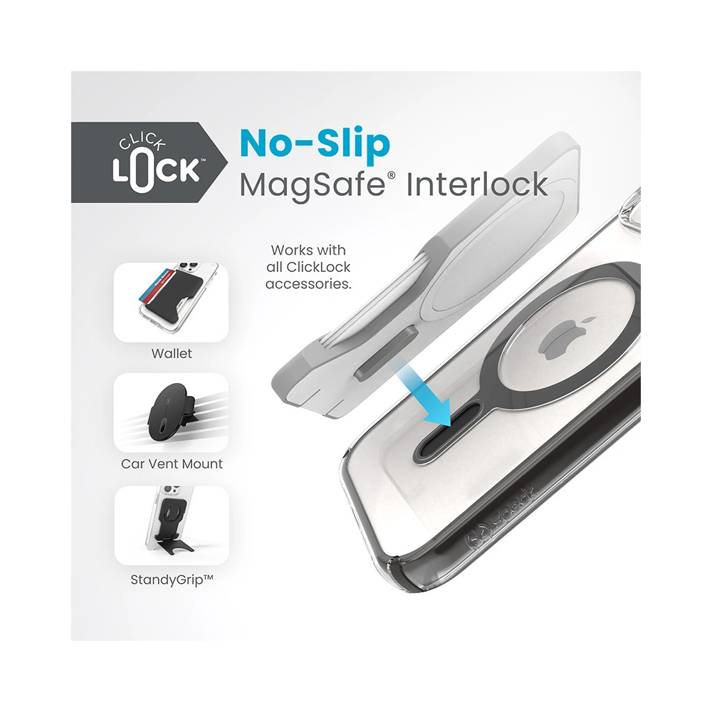 Wholesale Speck Presidio Perfect-Clear ClickLock MagSafe Apple iPhone 15 (Clear/Frosted Black/Slate Grey) - SPK526 - {ean13} - Hurt