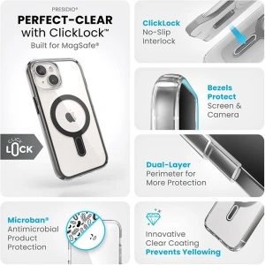 Hurtownia GSM - Etui Speck Presidio Perfect-Clear ClickLock MagSafe Apple iPhone 15 (Čirý/Matný černý/Šedý kámen) - SPK526 - {ean13} - Hurt