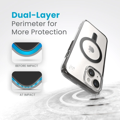 Etui Speck Presidio Perfect-Clear ClickLock MagSafe Apple iPhone 15 (Clear/Frosted Black/Slate Grey)