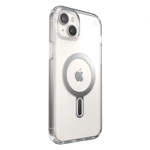 Etui Speck Presidio Perfect-Clear ClickLock MagSafe Apple iPhone 15 Plus / 14 Plus (Clear/Chrome Finish/Serene Silver)
