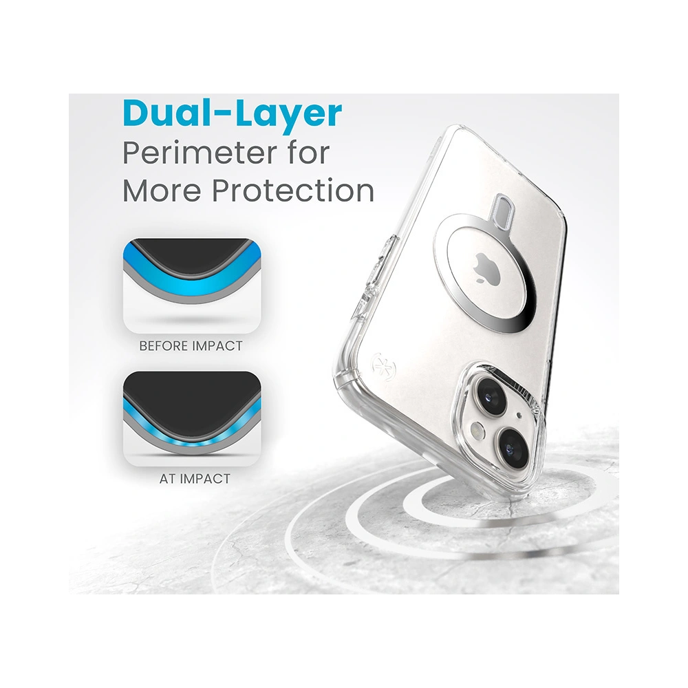 Hurtownia GSM - Etui Speck Presidio Perfect-Clear ClickLock MagSafe Apple iPhone 15 Plus / 14 Plus (Finisaj Clar/Chrome/Silver Seren) - SPK527 - {ean13} - Hurt